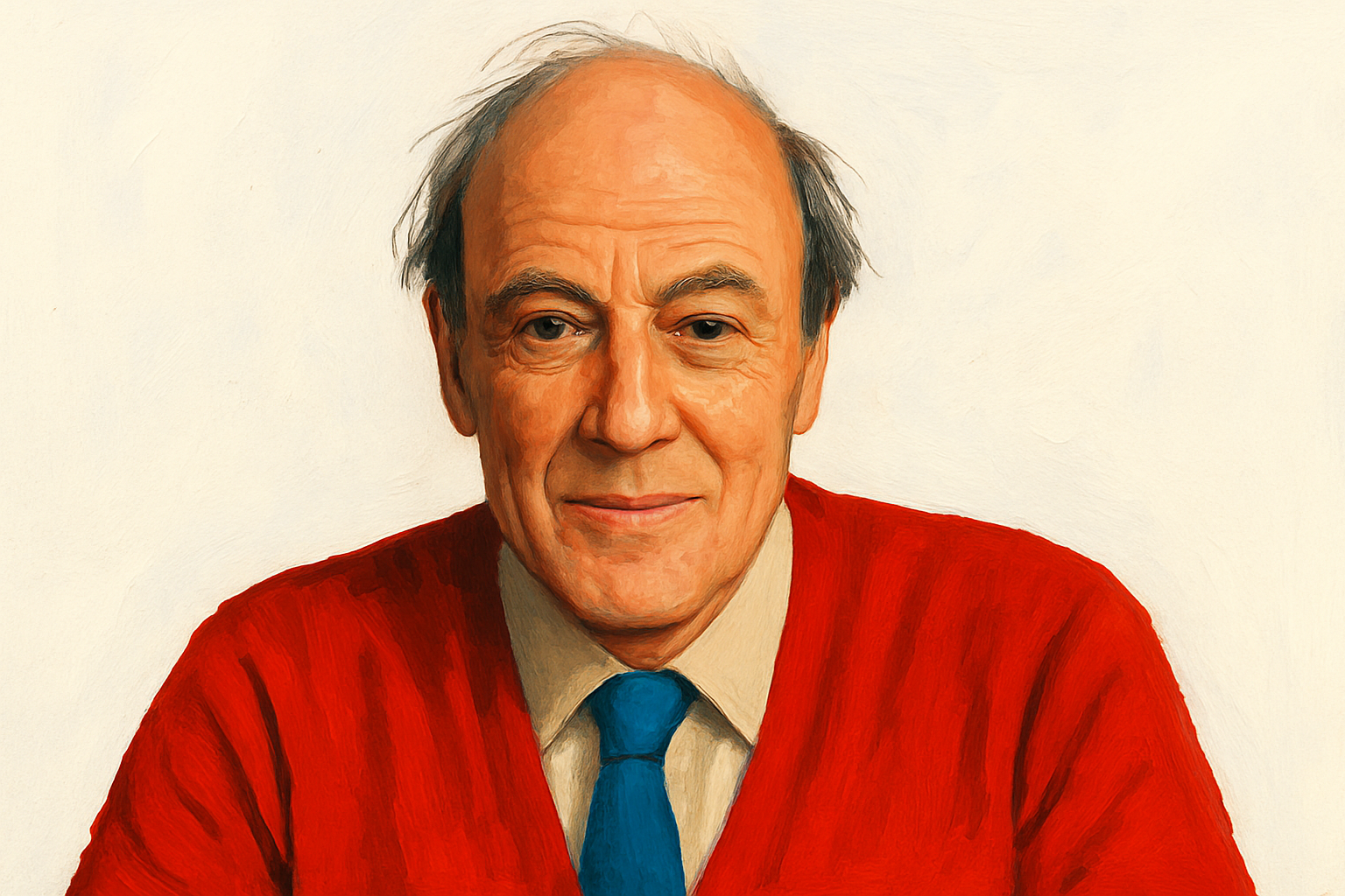 A digital illustration of Roald Dahl.