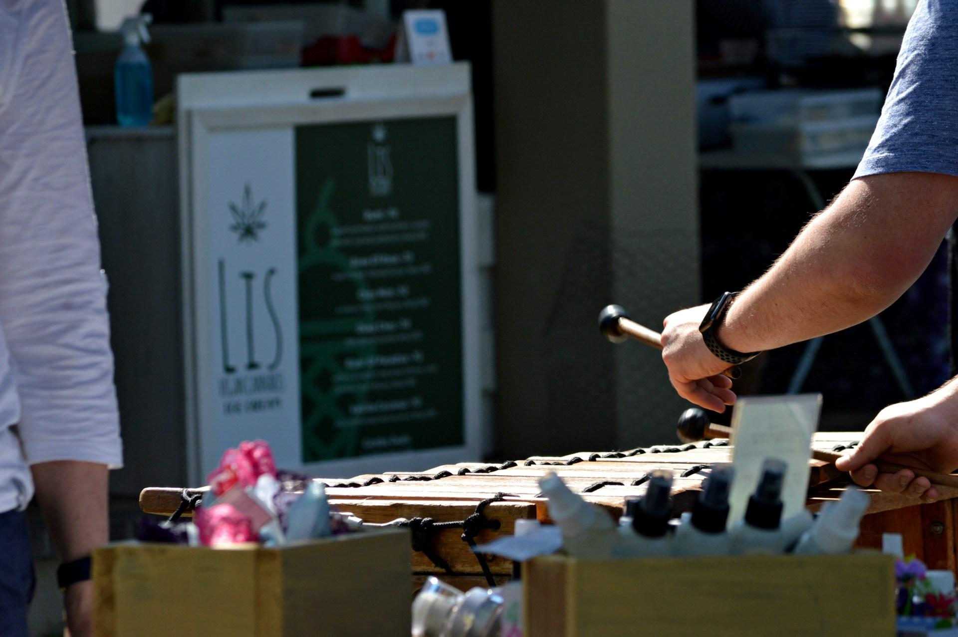 A person playing the marimba