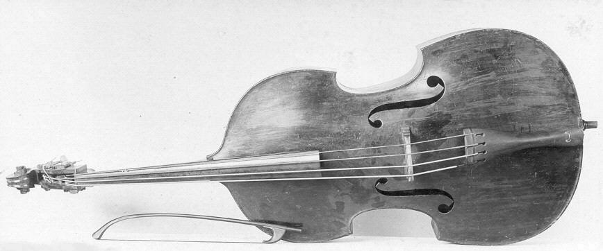 French 18th century double bass with bow
