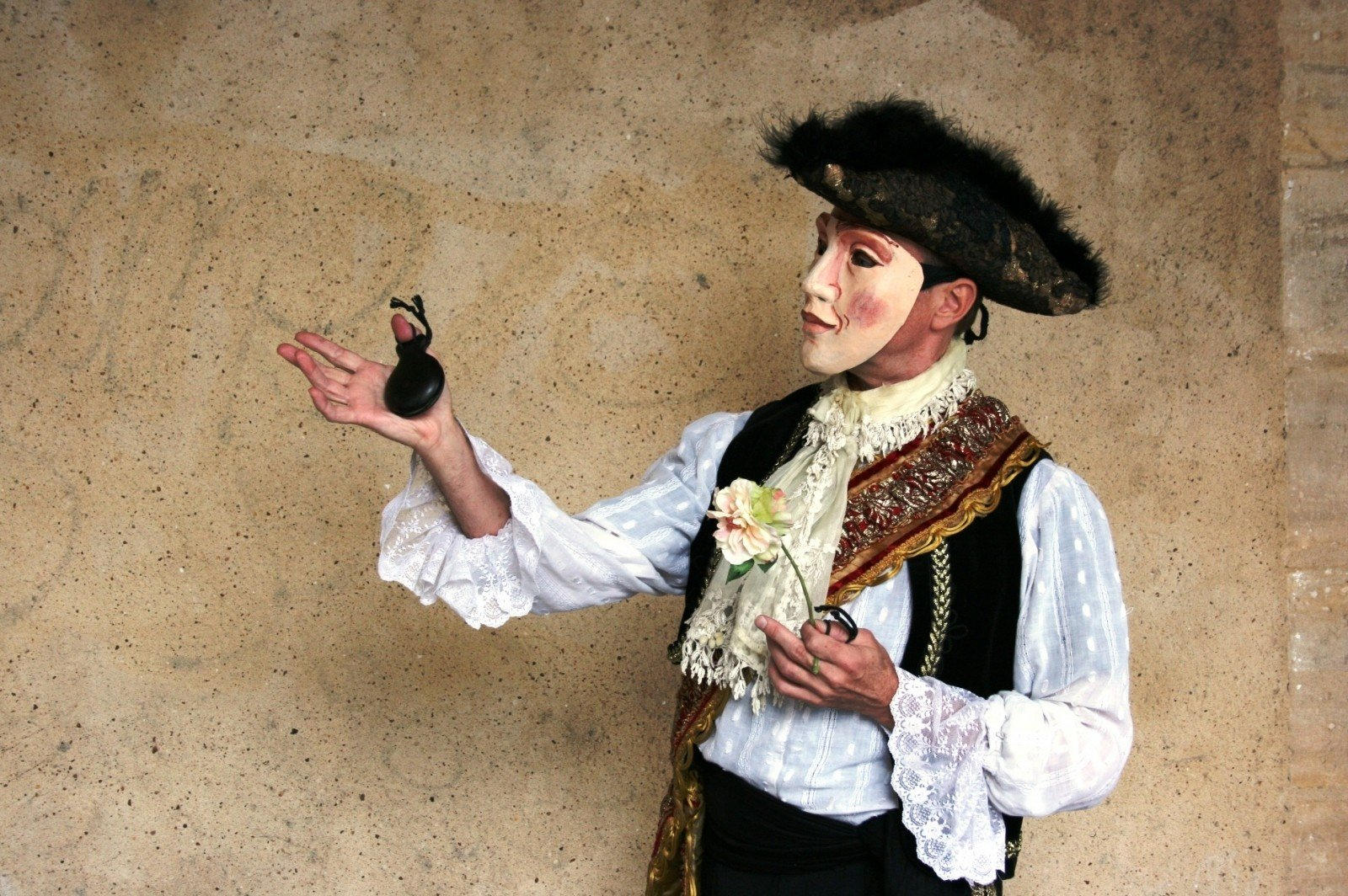 street actor with costume ready to perform
