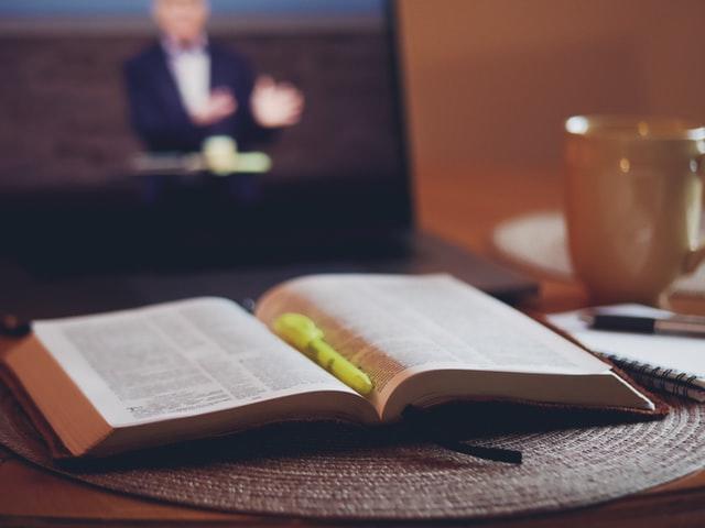 book lying open on a desk