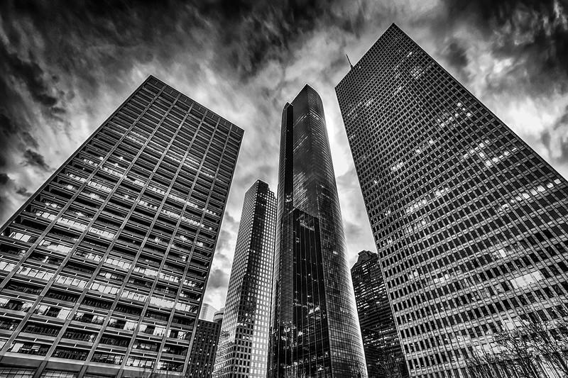 A set of skyscrapers in the city center.