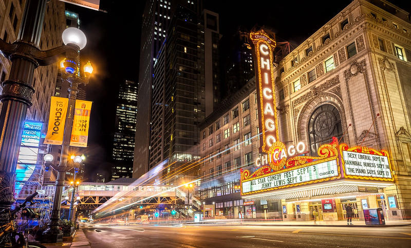 Downtown Chicago in the evening.