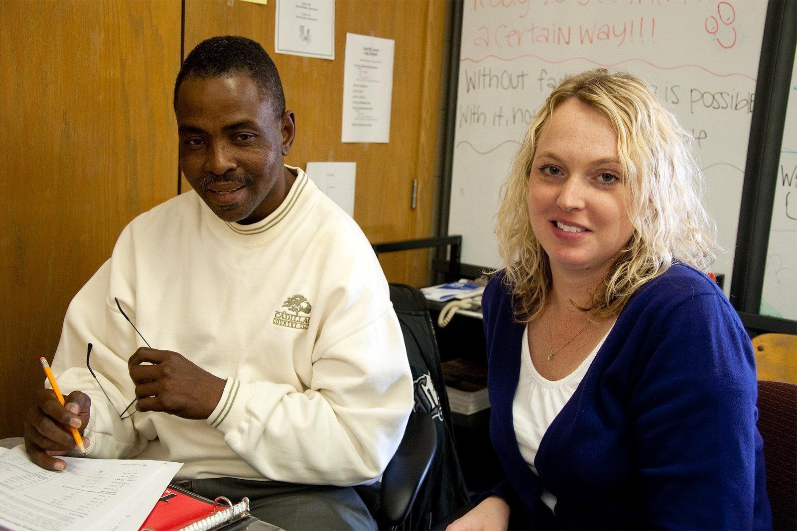 English tutor marking a test 