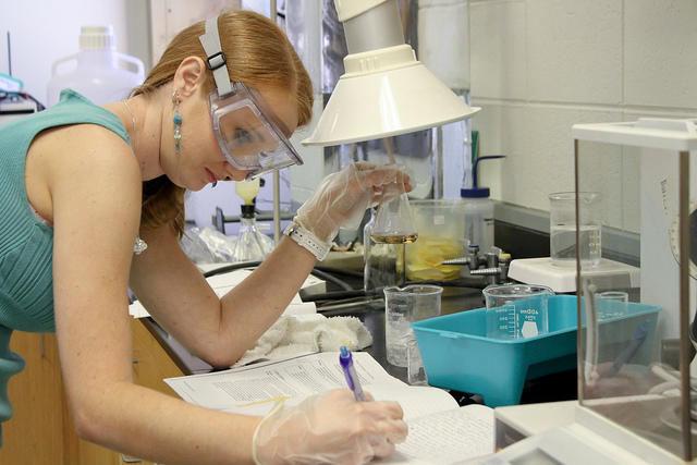A biochemist at work in a laboratory