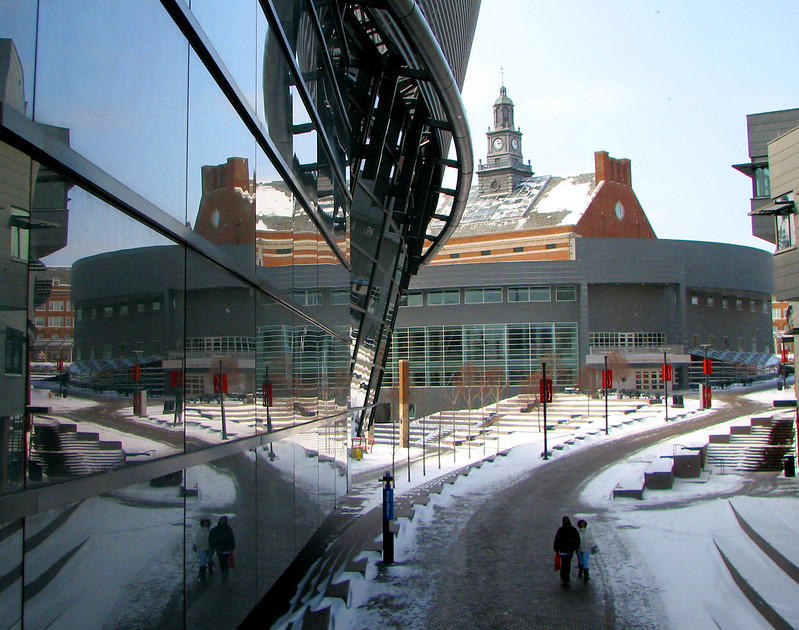Boston University on a winters day