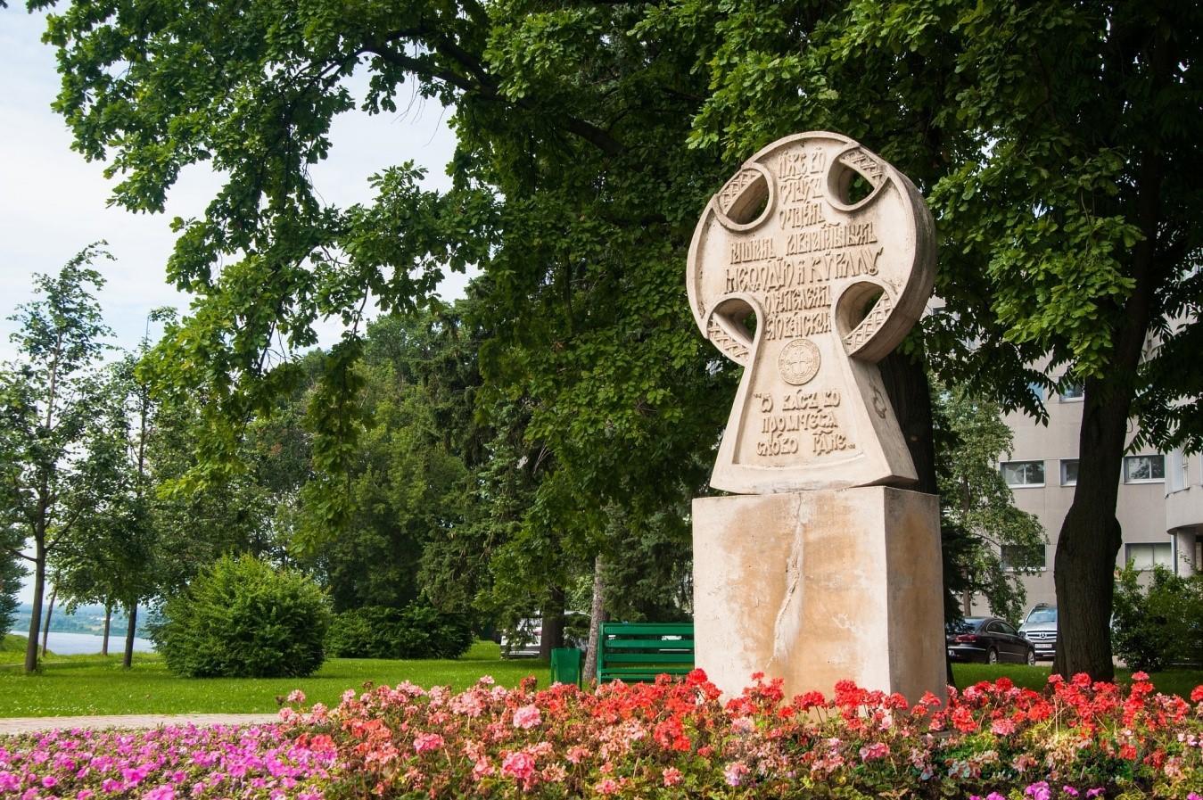 This worship cross in honor of Cyril and Methodius was established in 1994 in the beautiful Russian city of Nizhny Novgorod. If you learn how to speak Russian, you wouldn't need a tour guide to translate it for you!