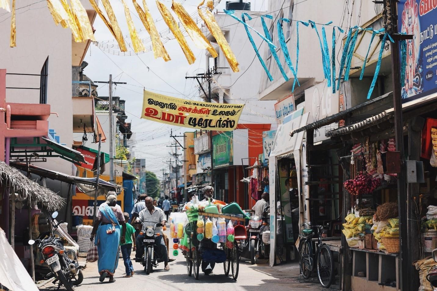 A local street in India. Packed streets are commonplace in most Indian cities due to the densely populated living conditions and the country's wealth of economic activity. Learn to speak Hindi to navigate through the busy streets of India!