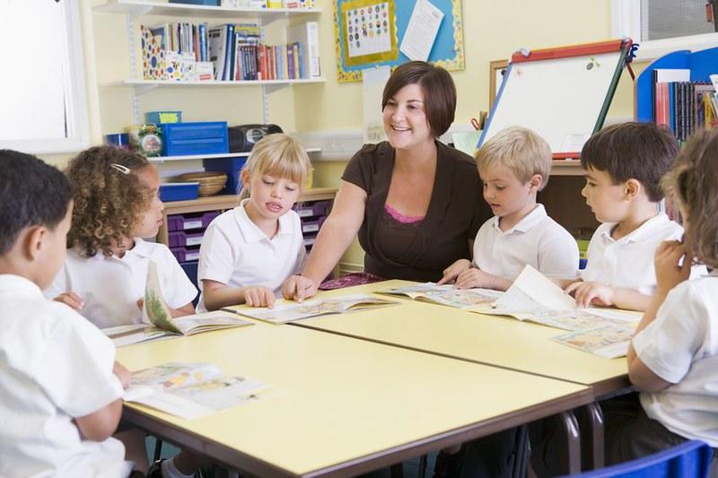 A teacher with her students