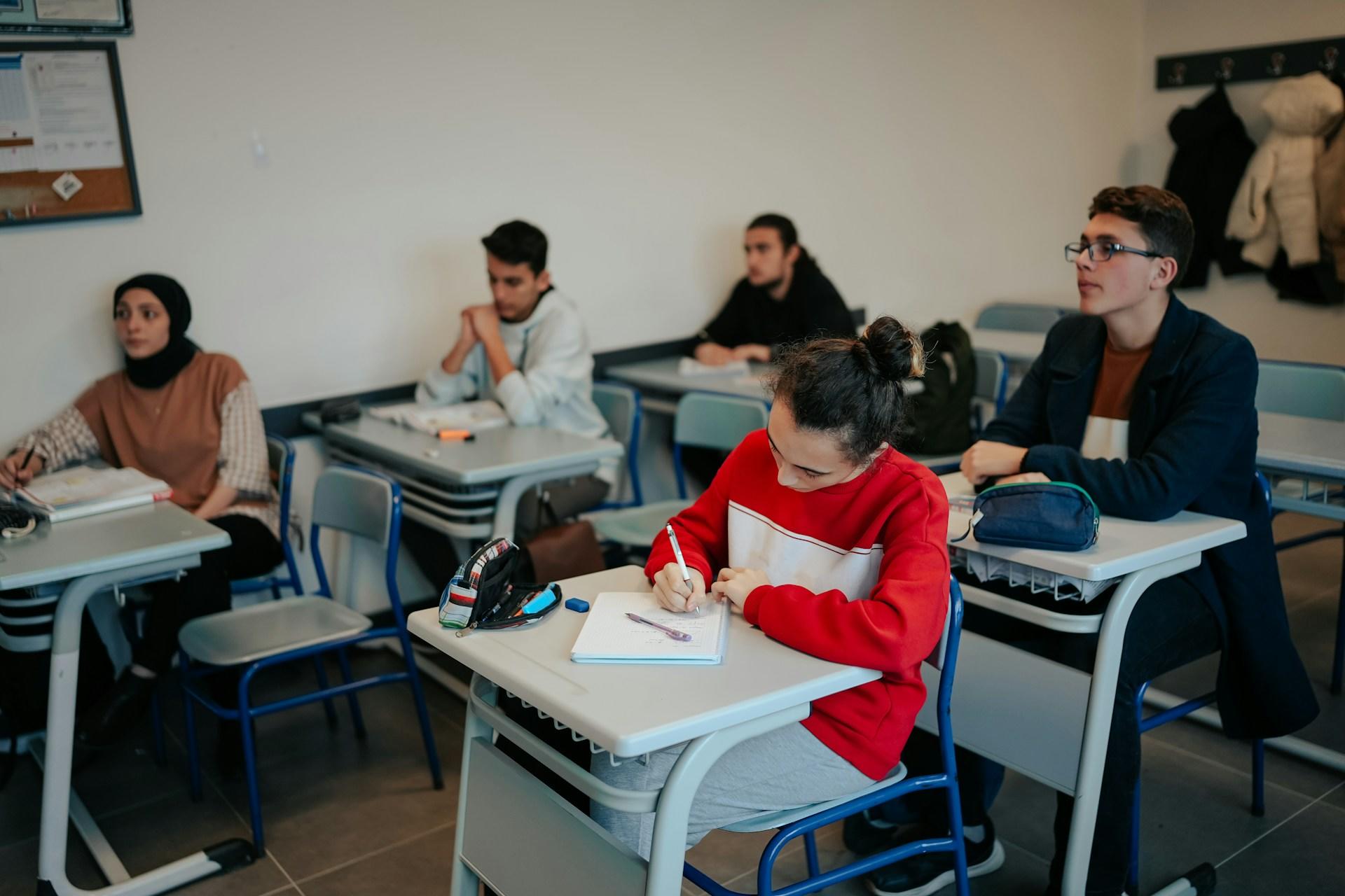 Students sitting in a classroom