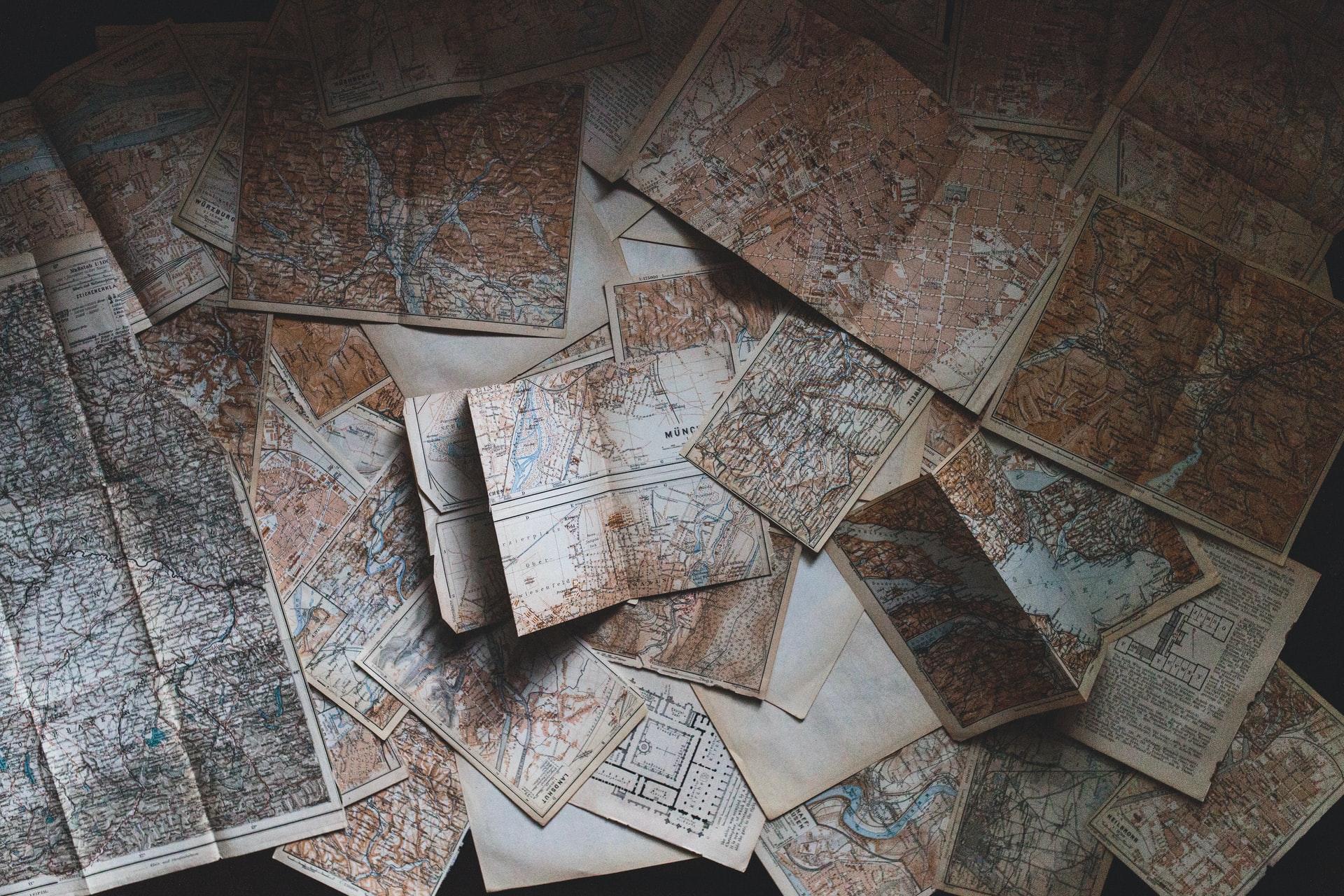 bundle of maps on a table