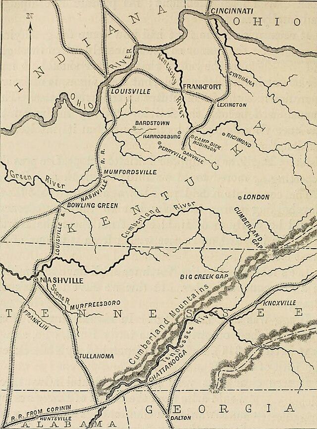 A map showing the events of the American Civil War