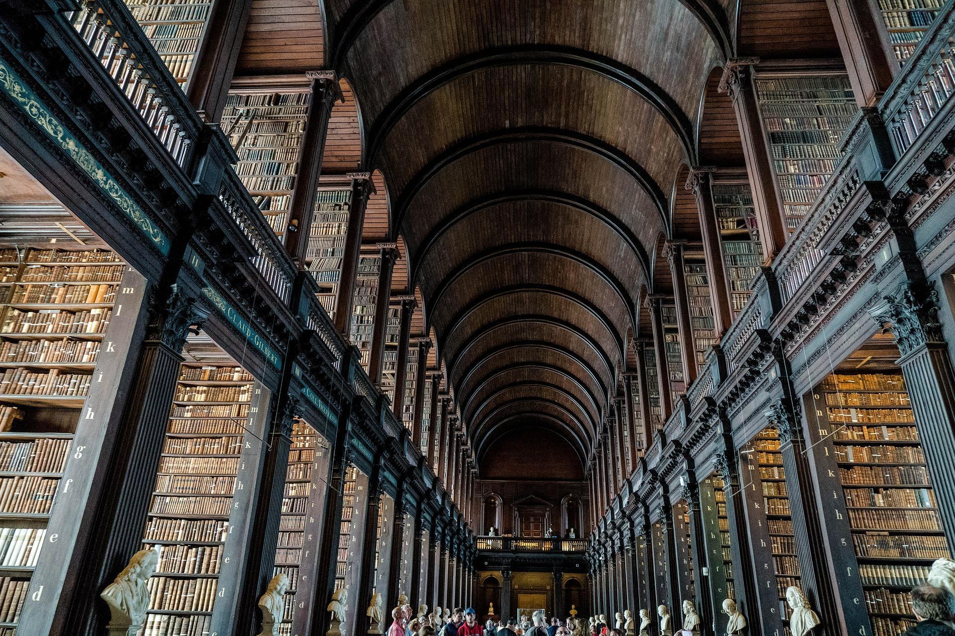 A panoramic shot of a multi-story college library. College life is full of drama, debating, and athletic activities, and you are bound to find stocked facilities for each. Libraries at reputable institutes are usually the most impressively designed part of the building