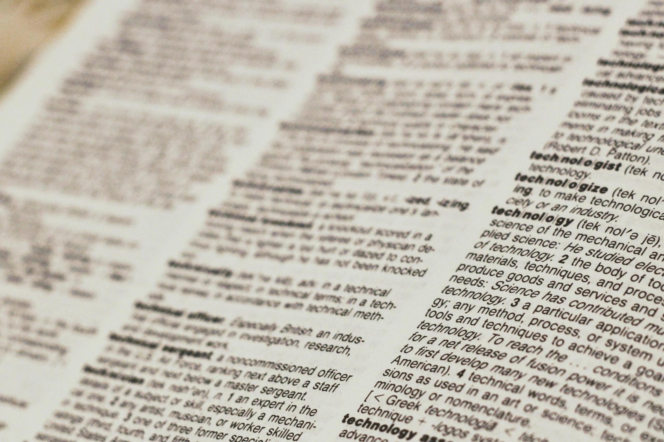 An English language dictionary.