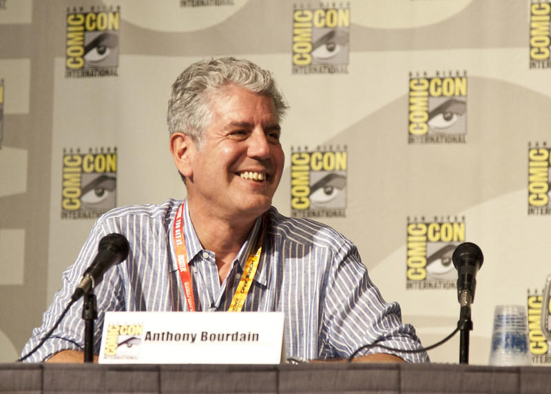 Anthony Bourdain as a panel member at Comic-Con. Besides being a chef, he was also a passionate writer and published a comic book series titled 'Hungry Chefs.' His zeal for creativity helped him secure exciting projects across several mediums