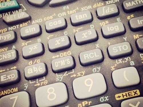 A close-up of a scientific calculator
