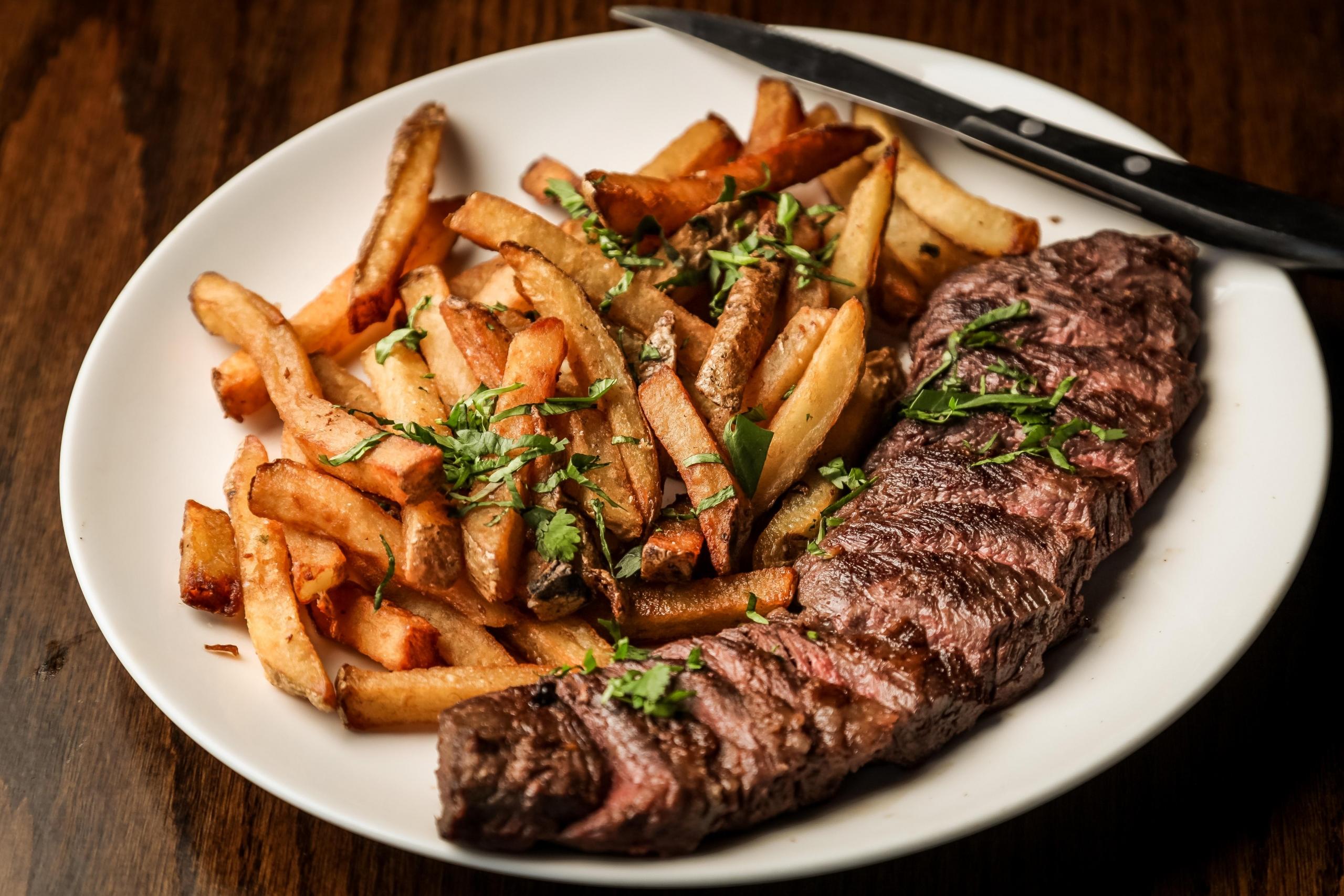 steak, food, fries, eat