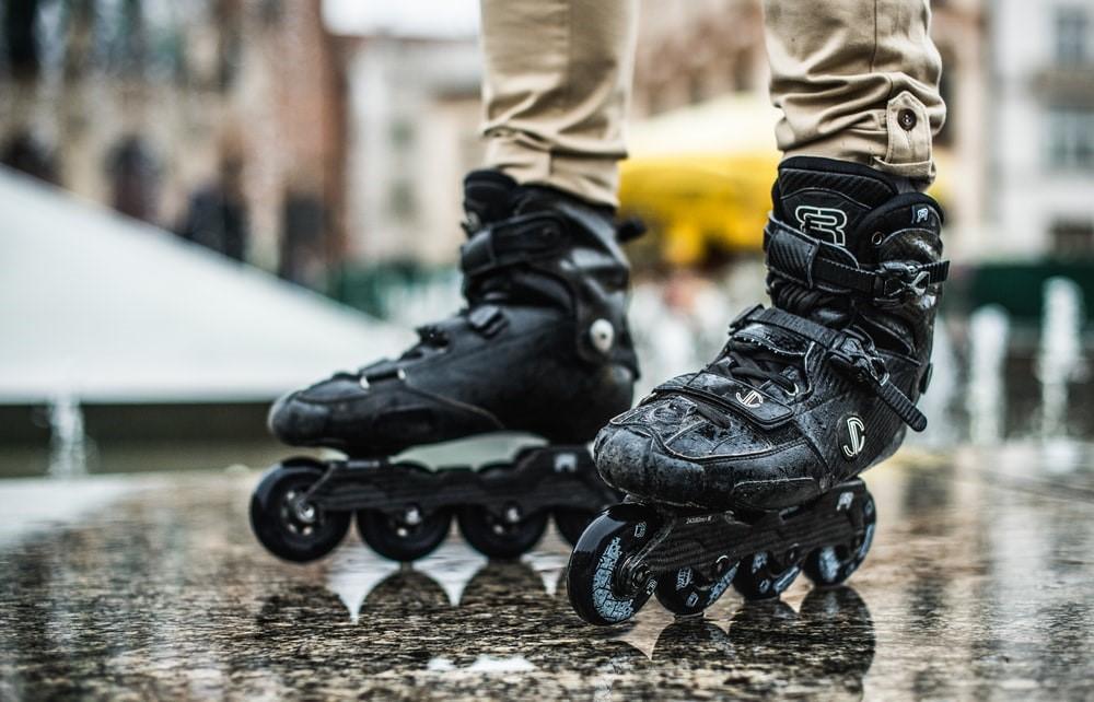 A pair of racing roller skates