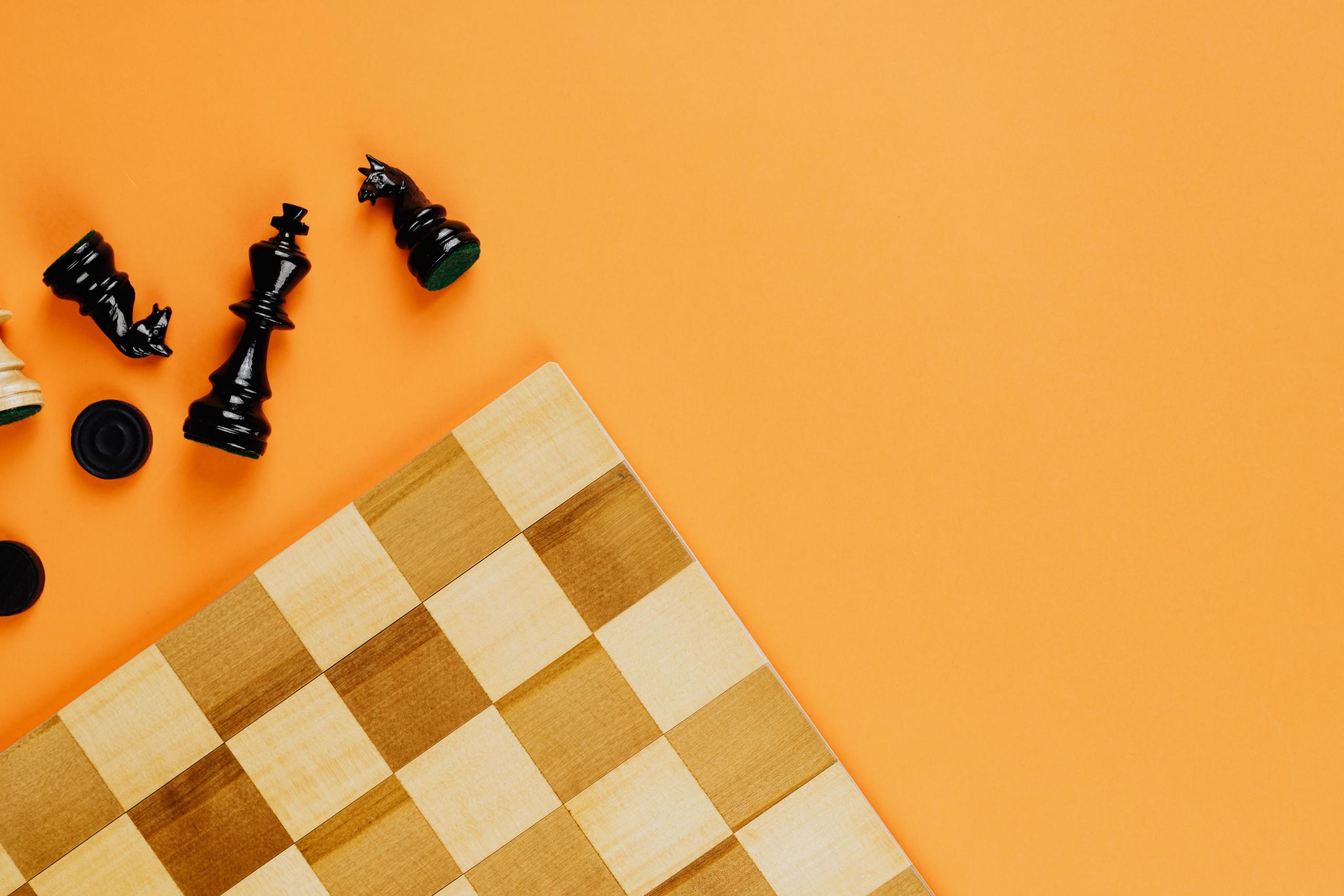 Chess pieces and chessboard