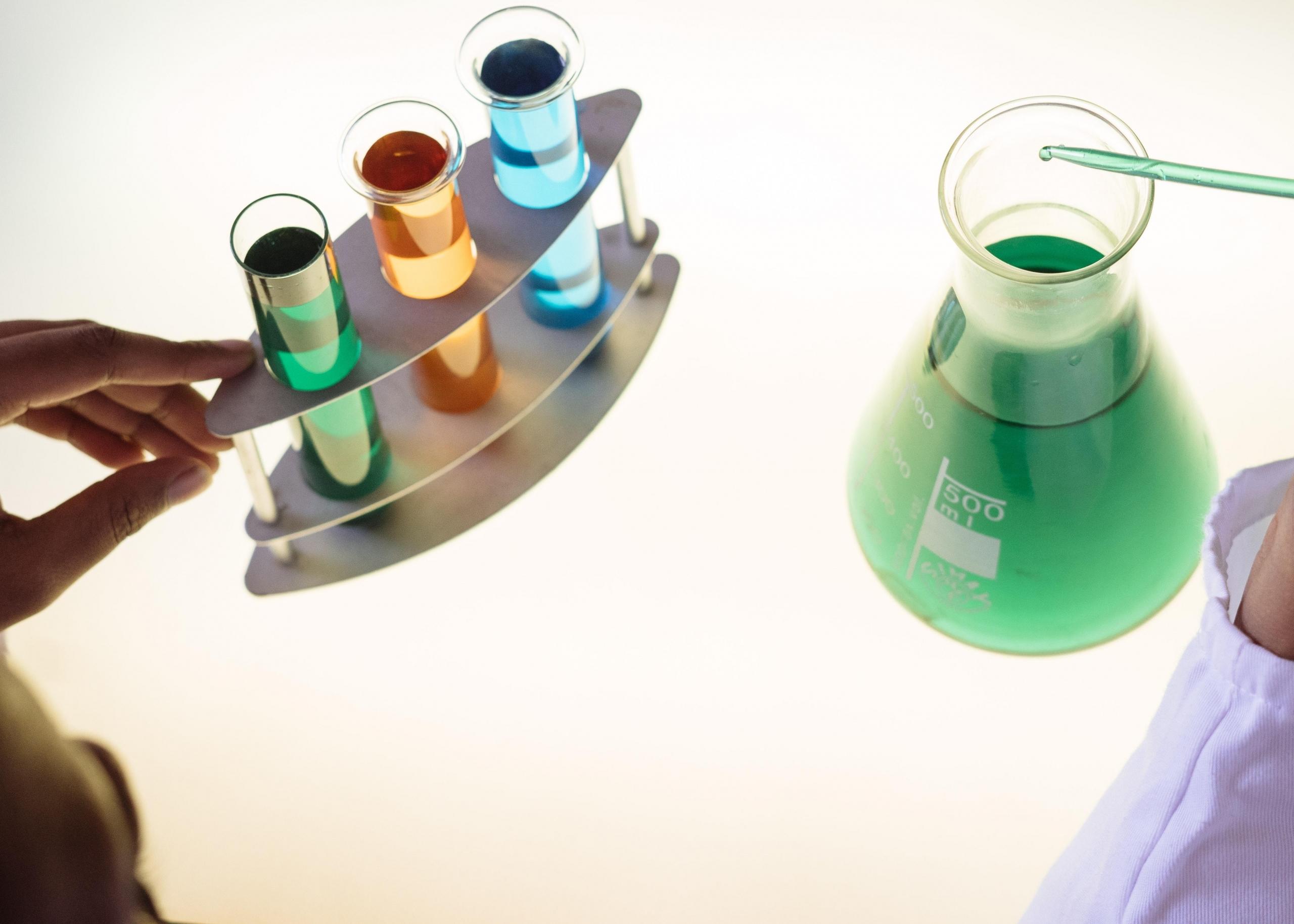 Chemistry materials on a table