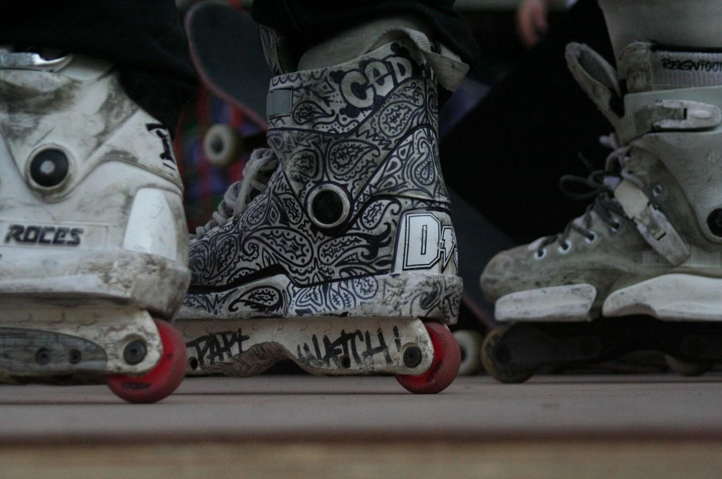 A pair of customized roller skates