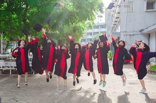 Students celebrating graduation