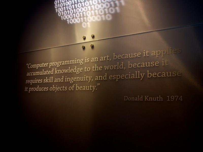 A wall imbued with a quote by Donald Knuth