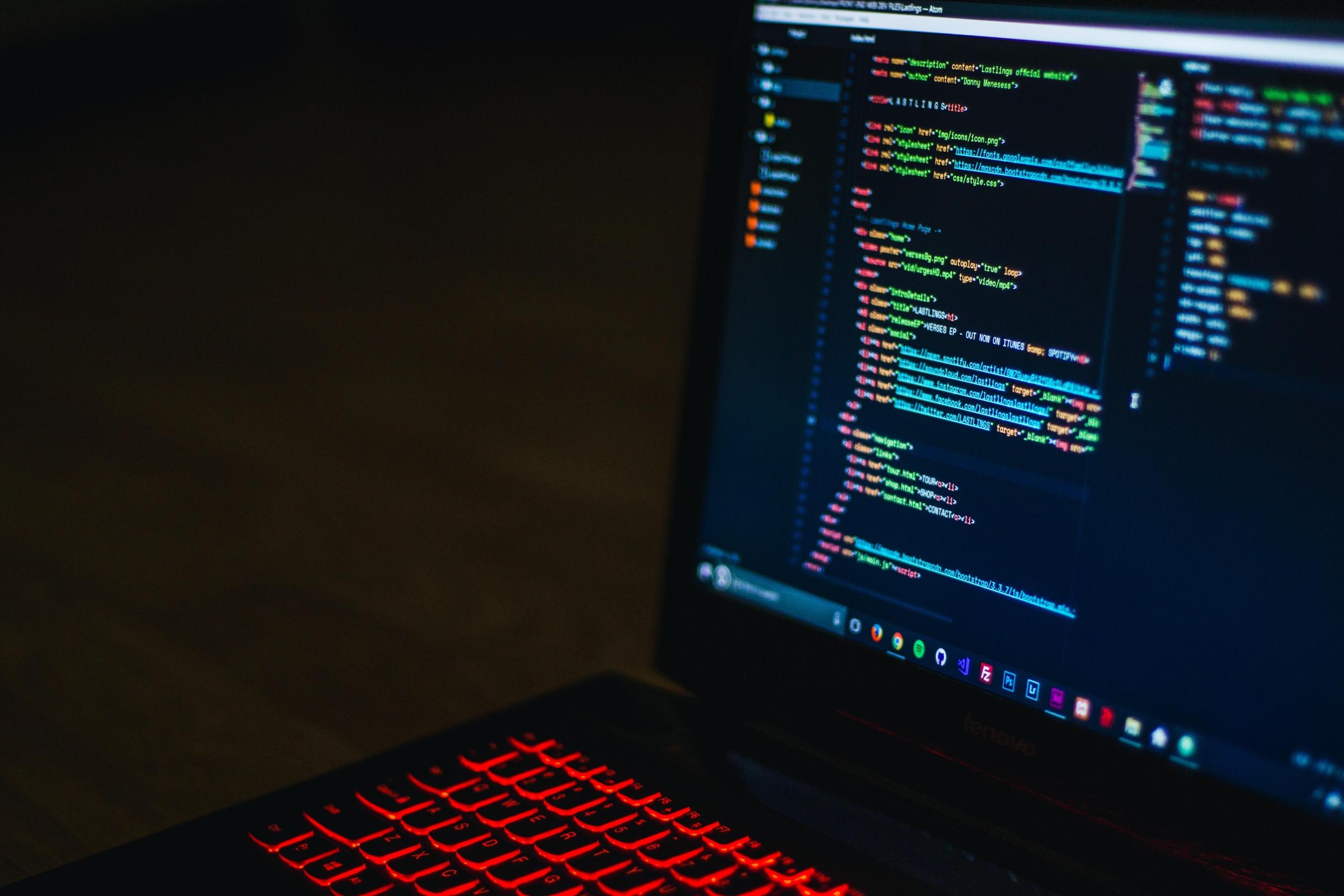 Computer screen with codes