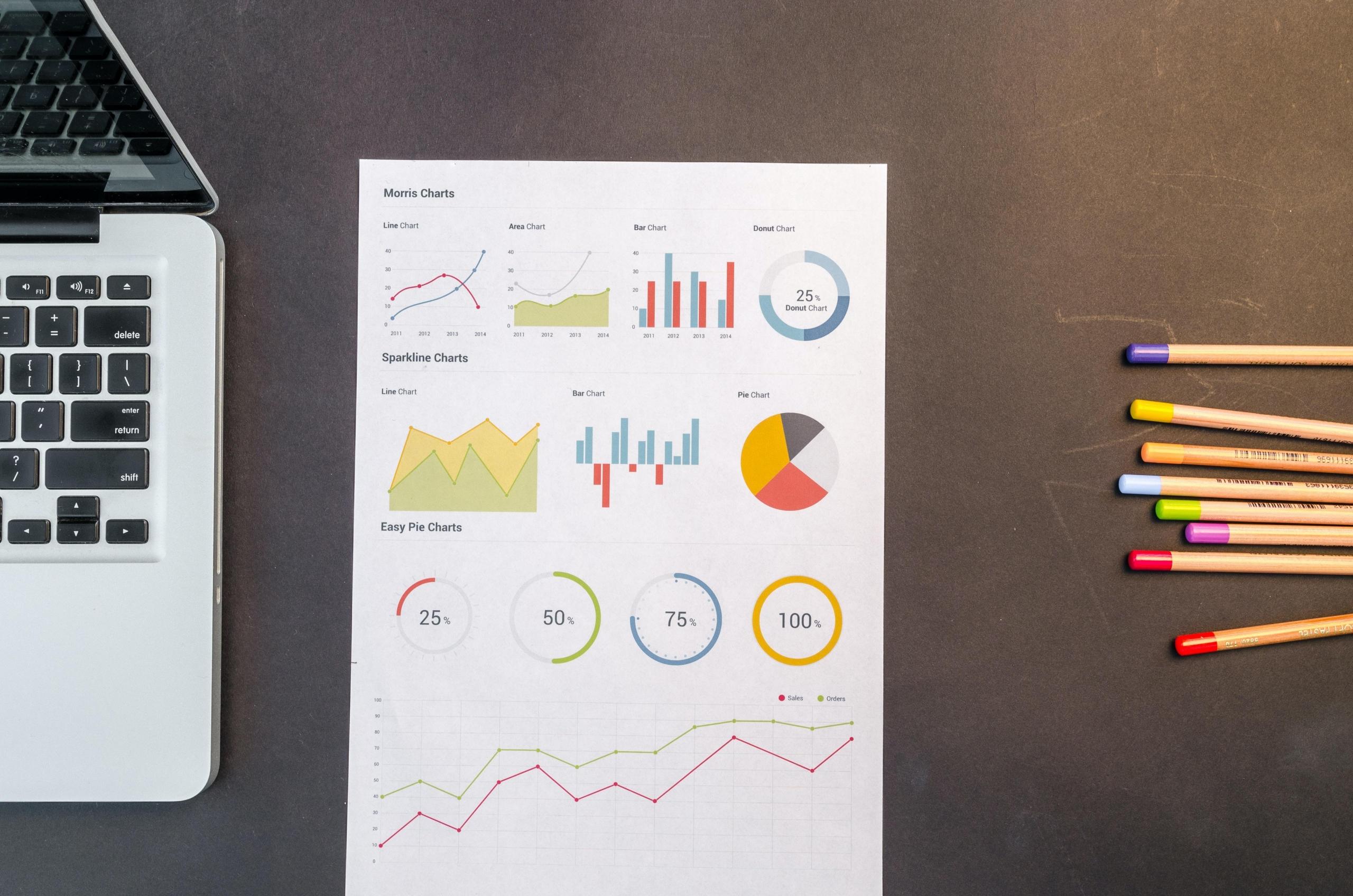 Paper with data on a paper on a desk