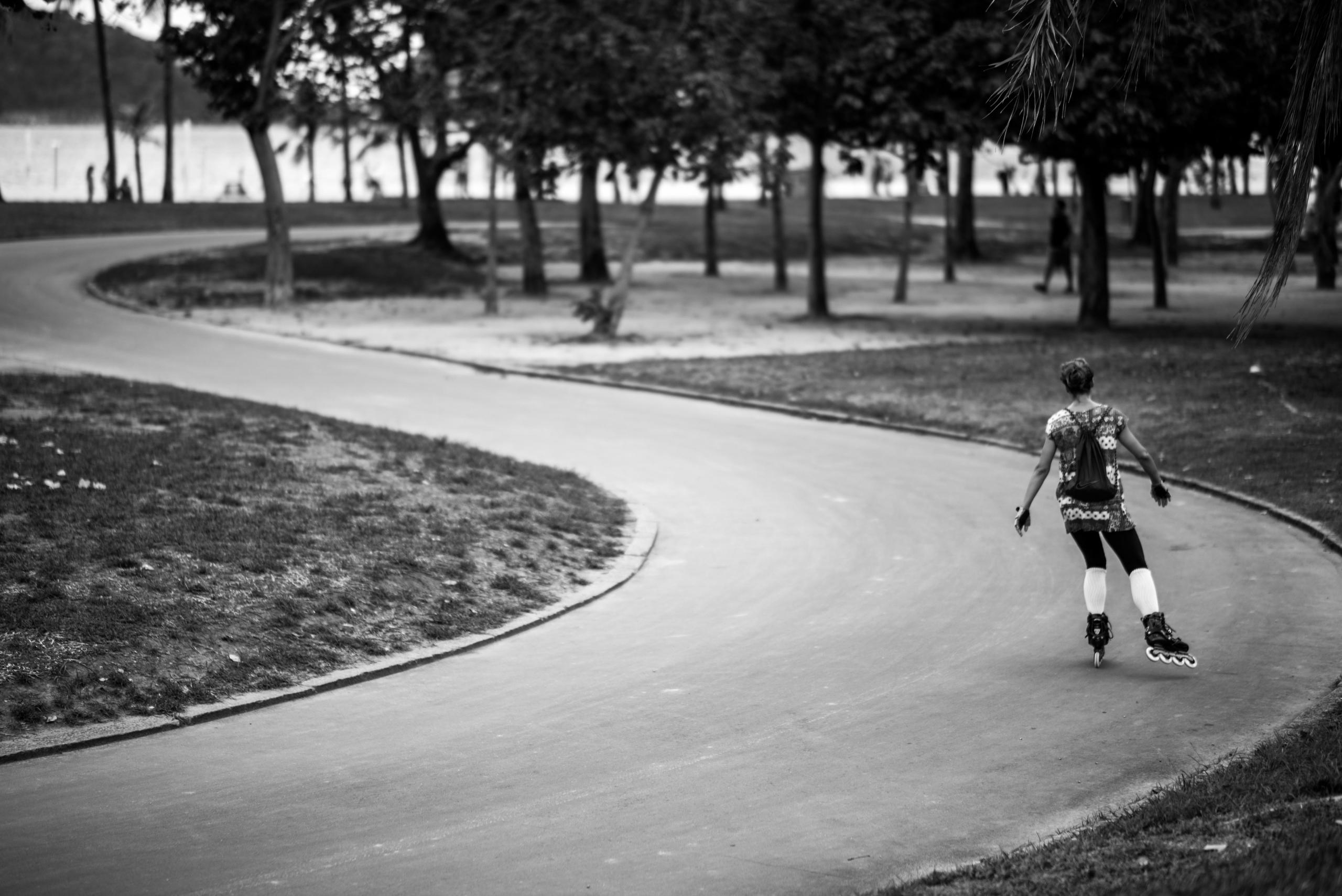 black and white, skating, street, alone
