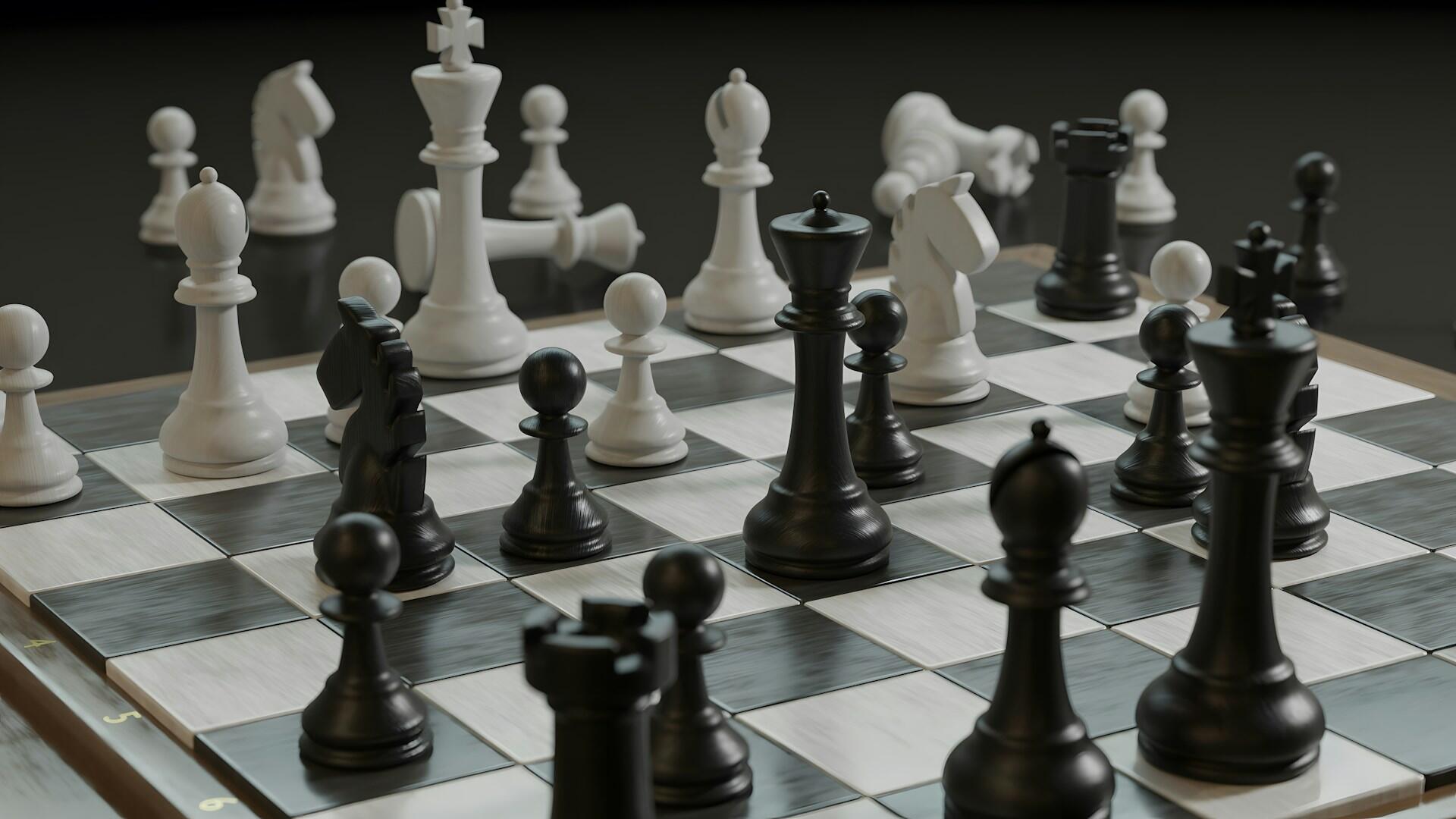 A black and white chessboard