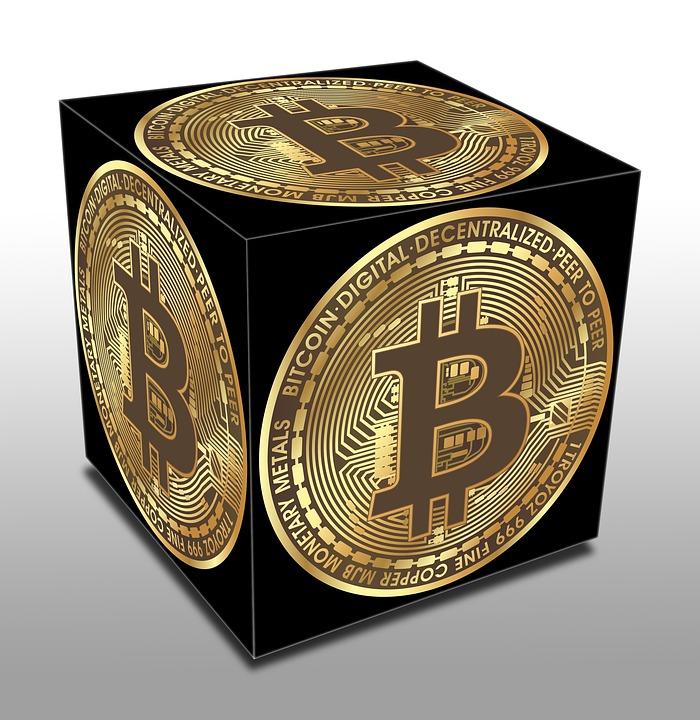 A black box with bitcoin symbols