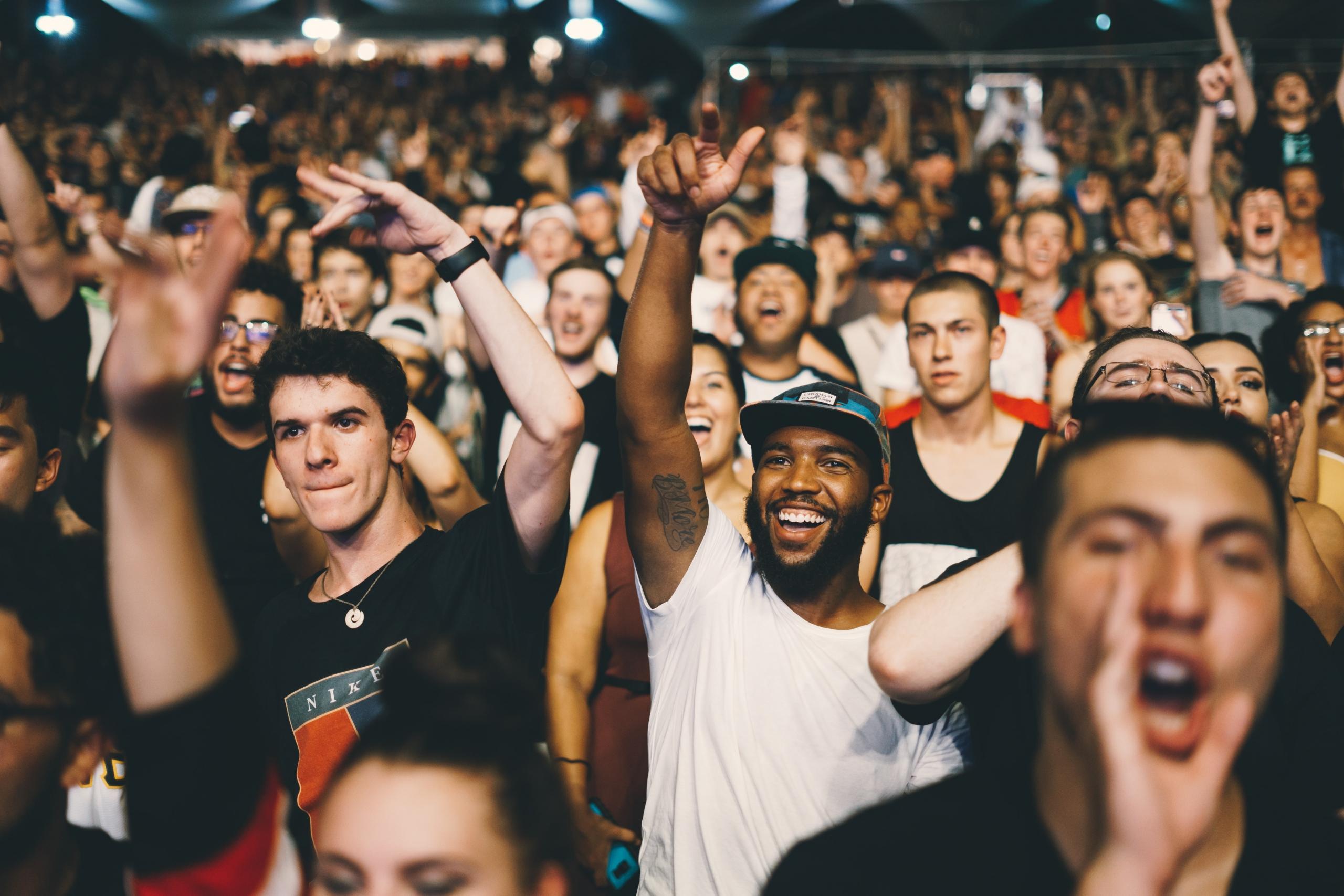 An audience at a rap concert