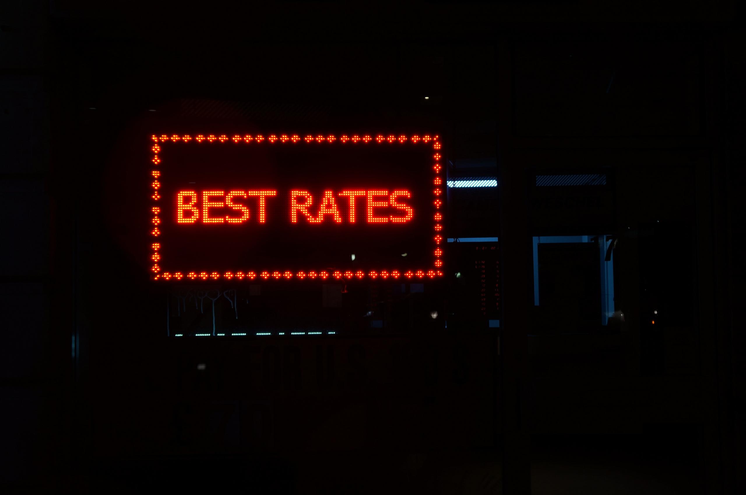 Sign that says best rates