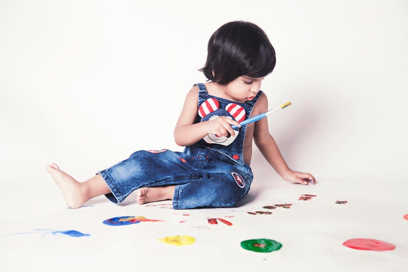 A child working on an art project