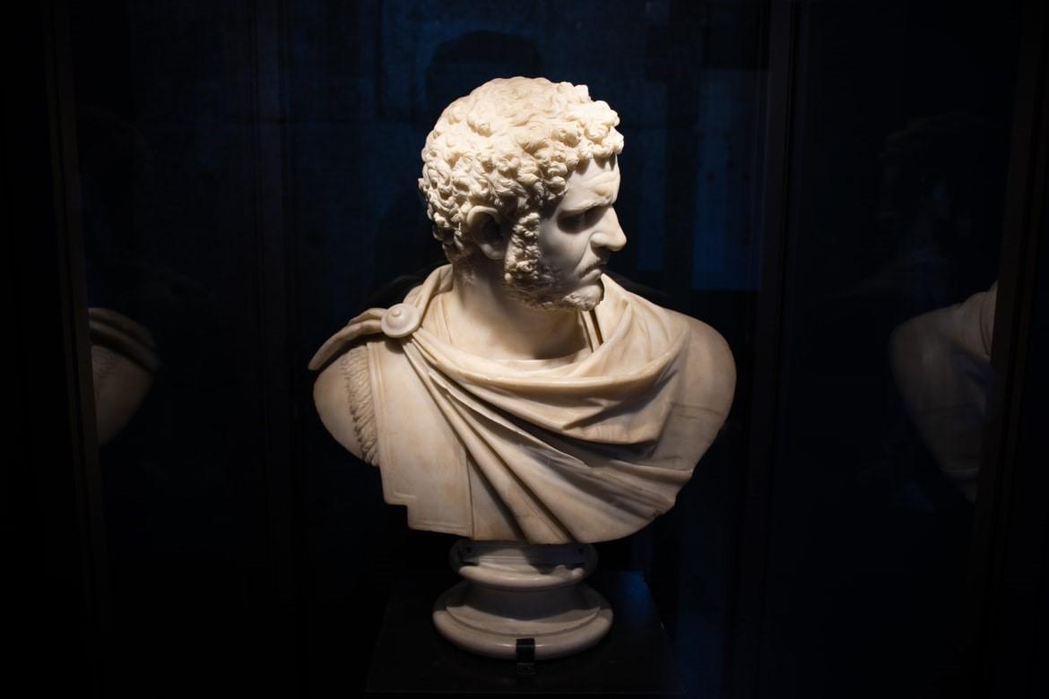 A bust of Caracalla inside the colosseum