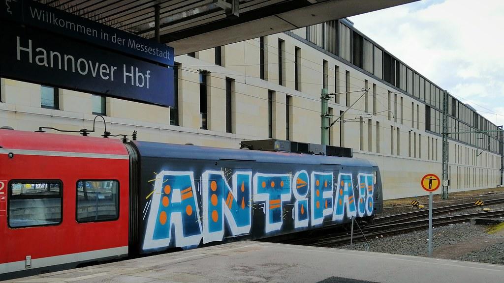 Tag graffiti on a train coach