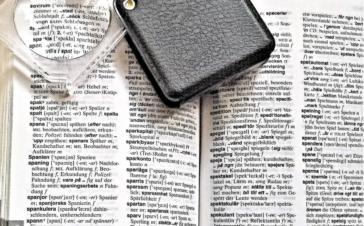 A book dictionary of Swedish German with the bright object
