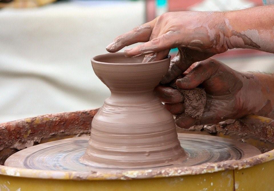 A man making pottery