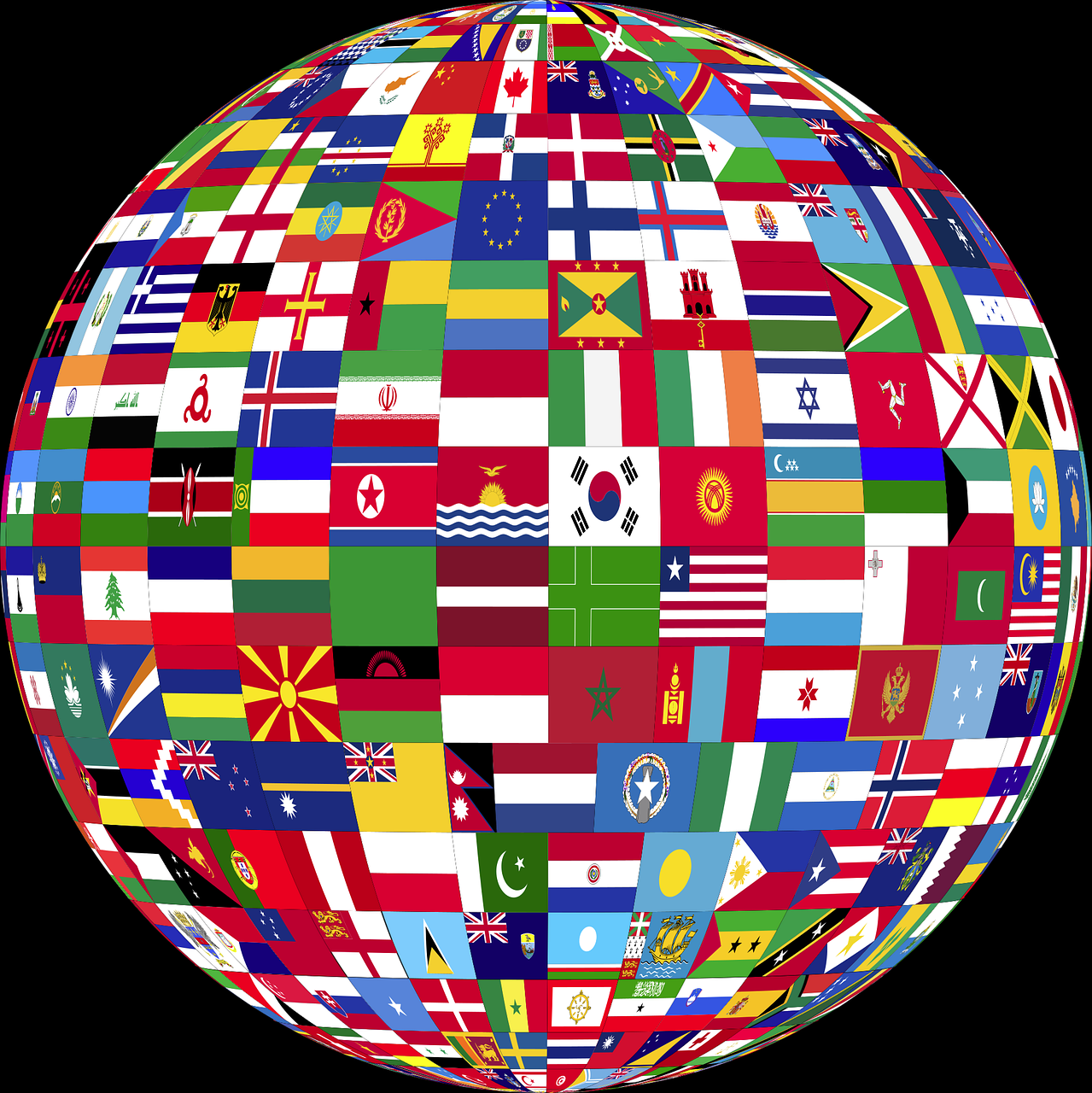 A Sphere of all the flags of the world
