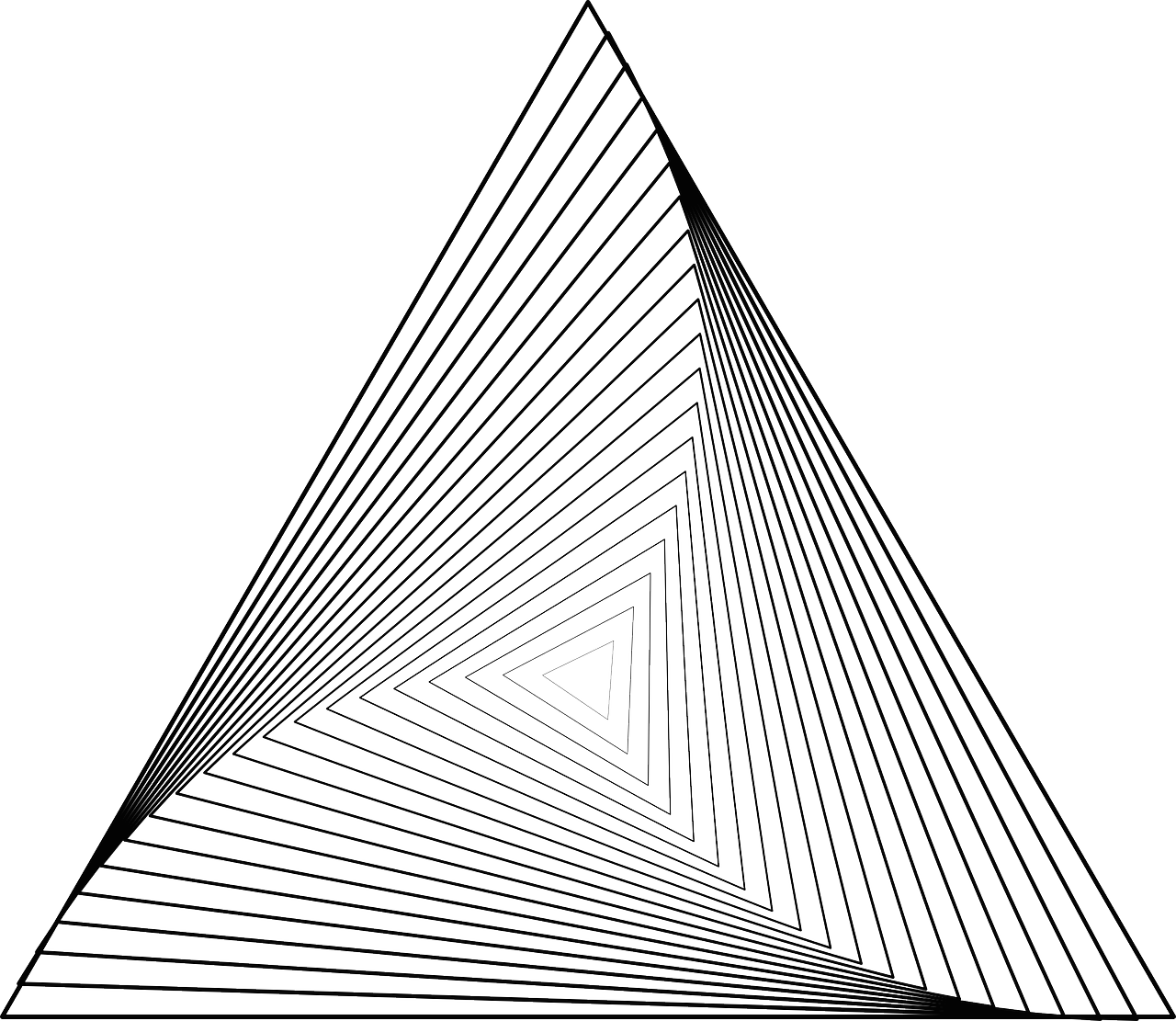 A drawing of several triangles