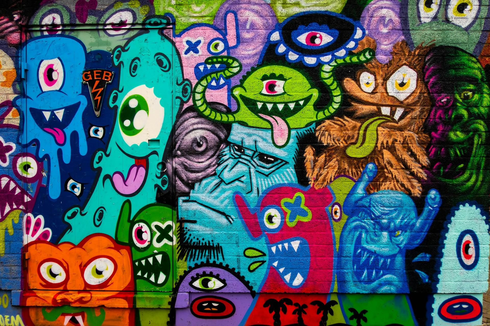 Monster and alien graffiti art.