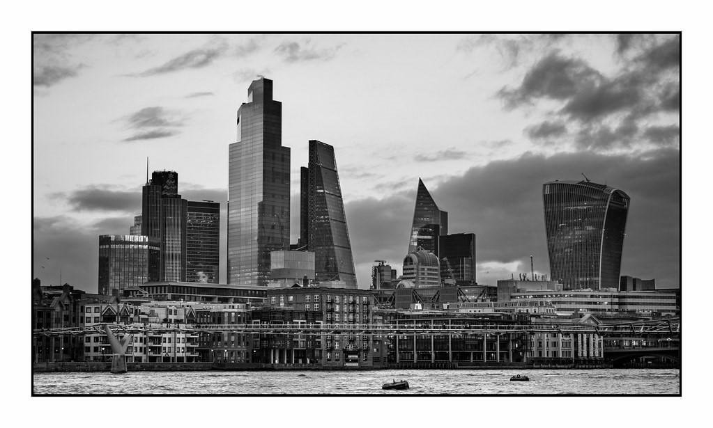 A panoramic view of geometrically designed buildings