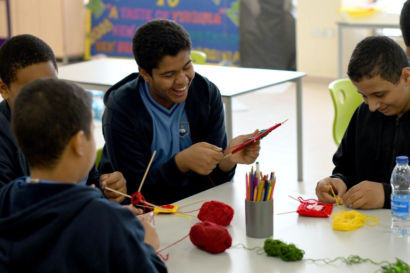 An art therapy class using textiles