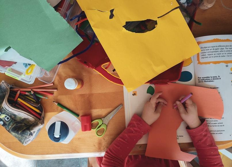 A student working on an art project