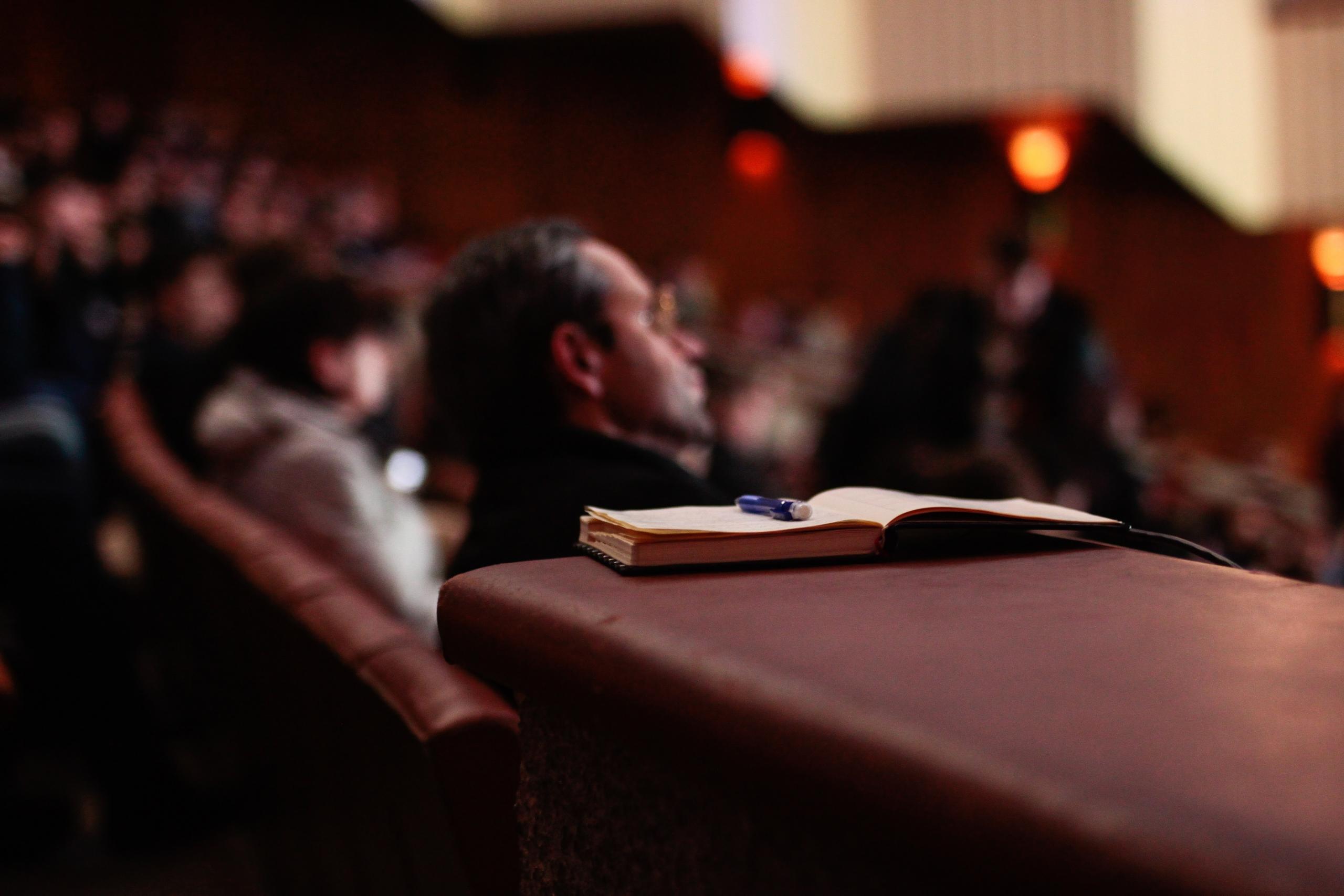 a photo of a poetry book at open mic night