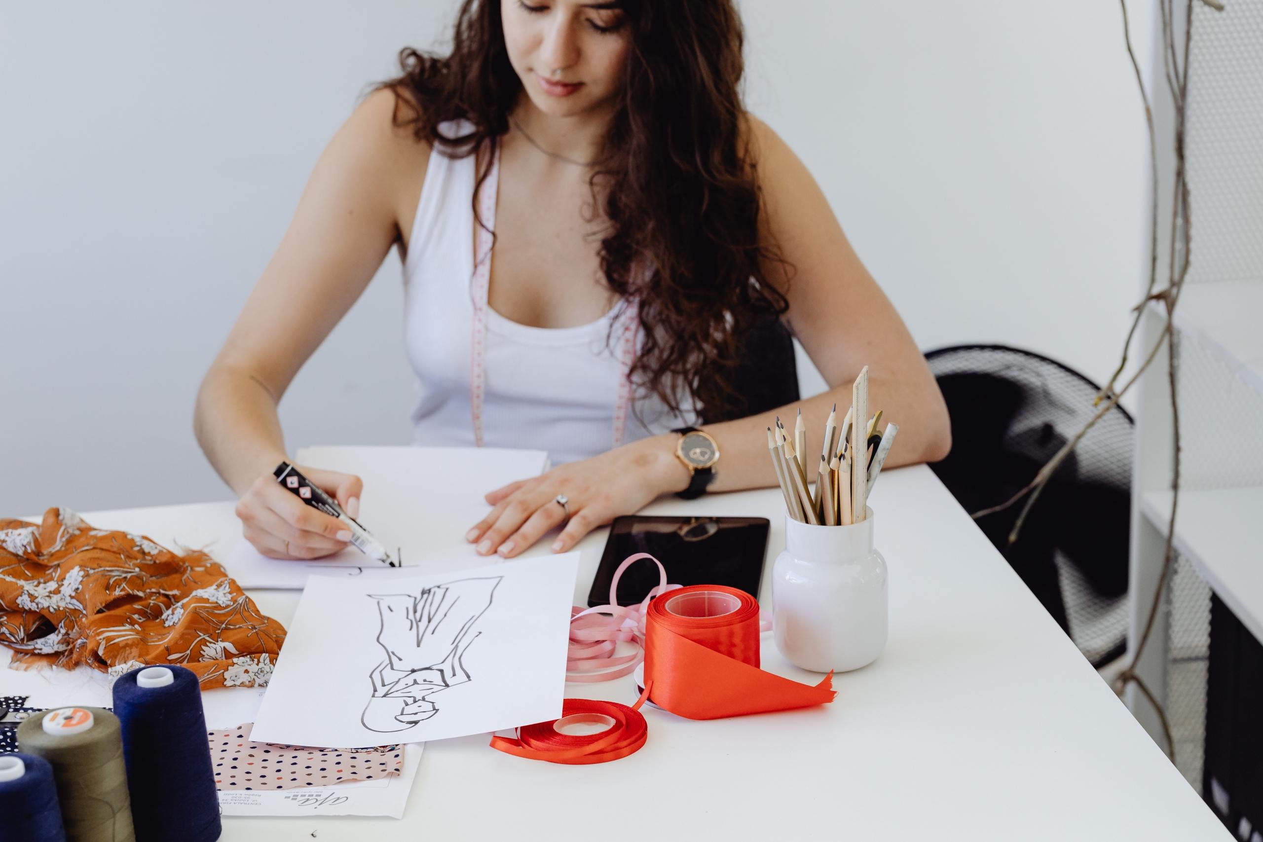 girl designing clothes