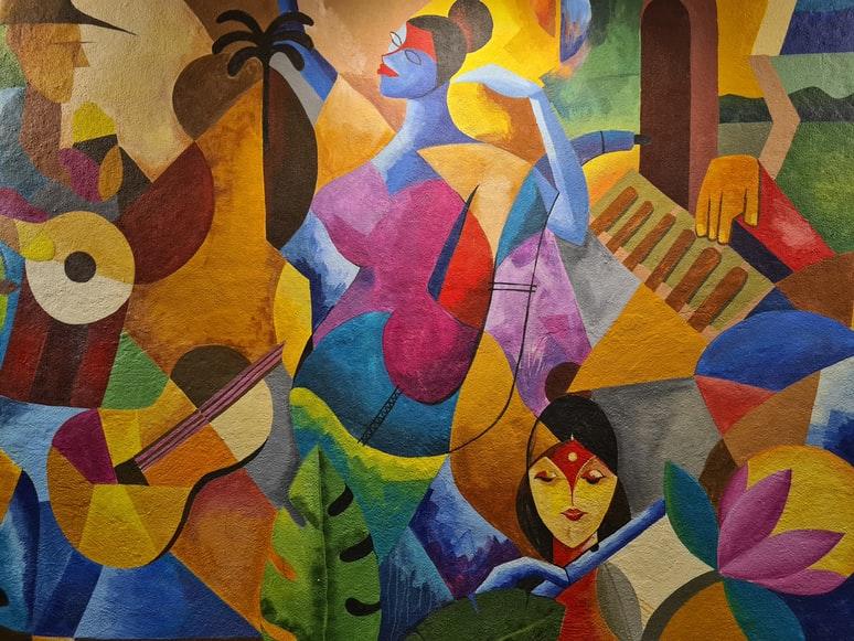 An abstract painting inculcated with unique geometric shapes