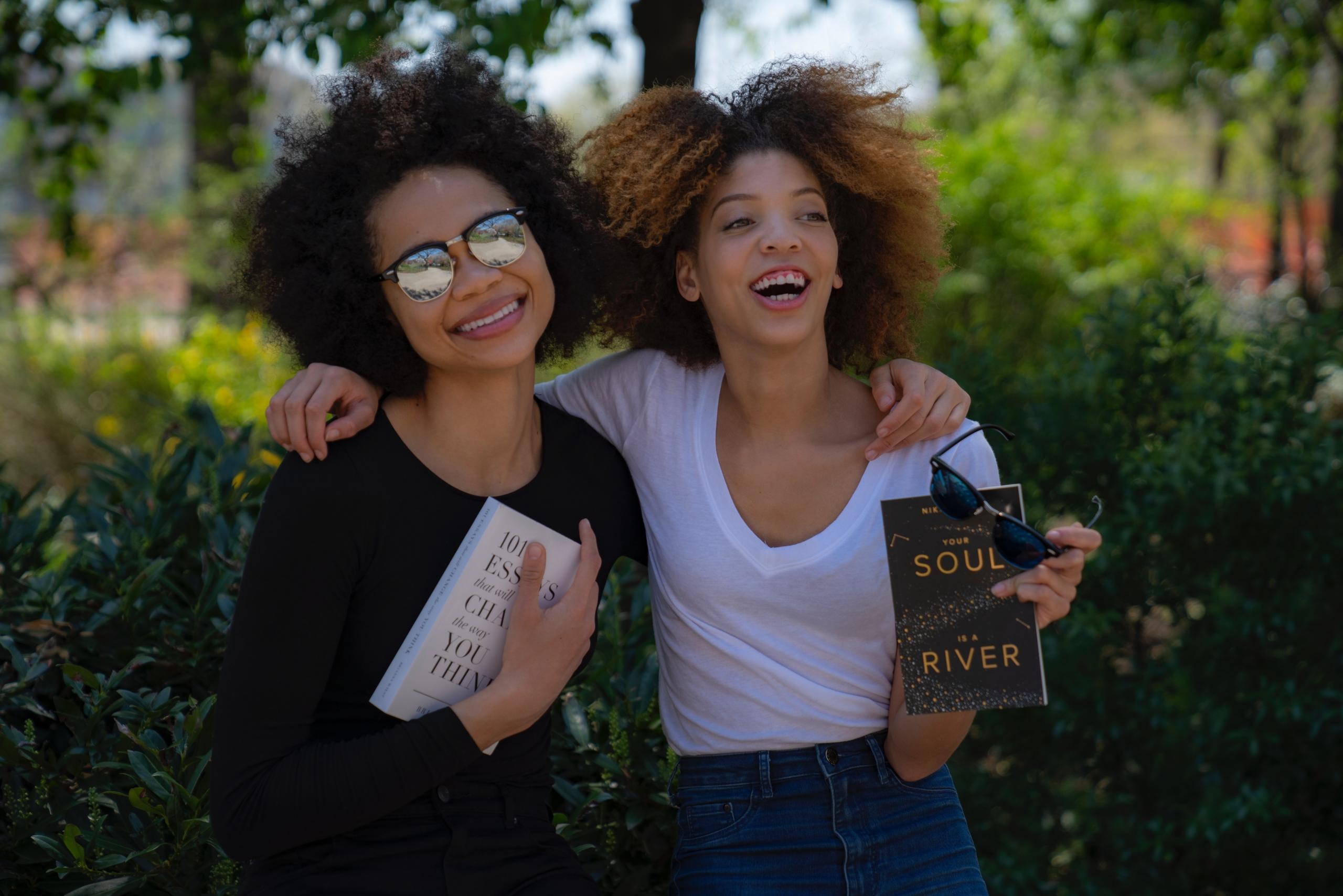 two friends with poetry books