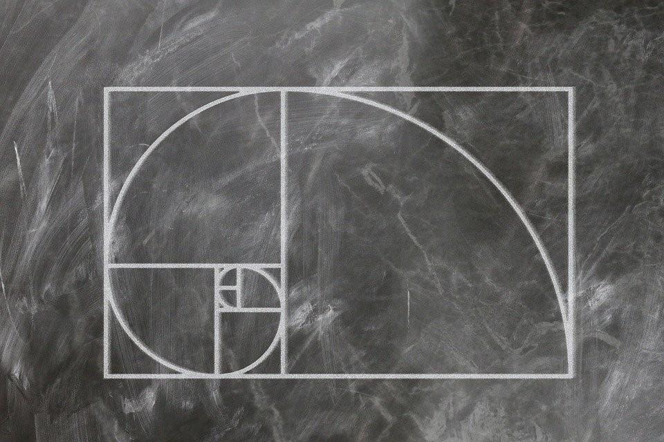 A blackboard with different geometrical shapes